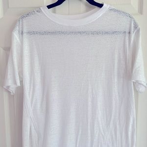 Great for yoga! Lululemon side tie short sleeve crew neck shirt in white. Size 4